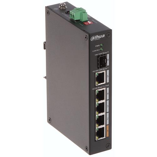 DAHUA  DAHUA PFS3106-4ET-60-V2, 6 Port, Megabit, 4FE PoE Port (4xPoE 60W) ,1GE Uplink, 1GE SFP YÃ¶netilemez Switch 
