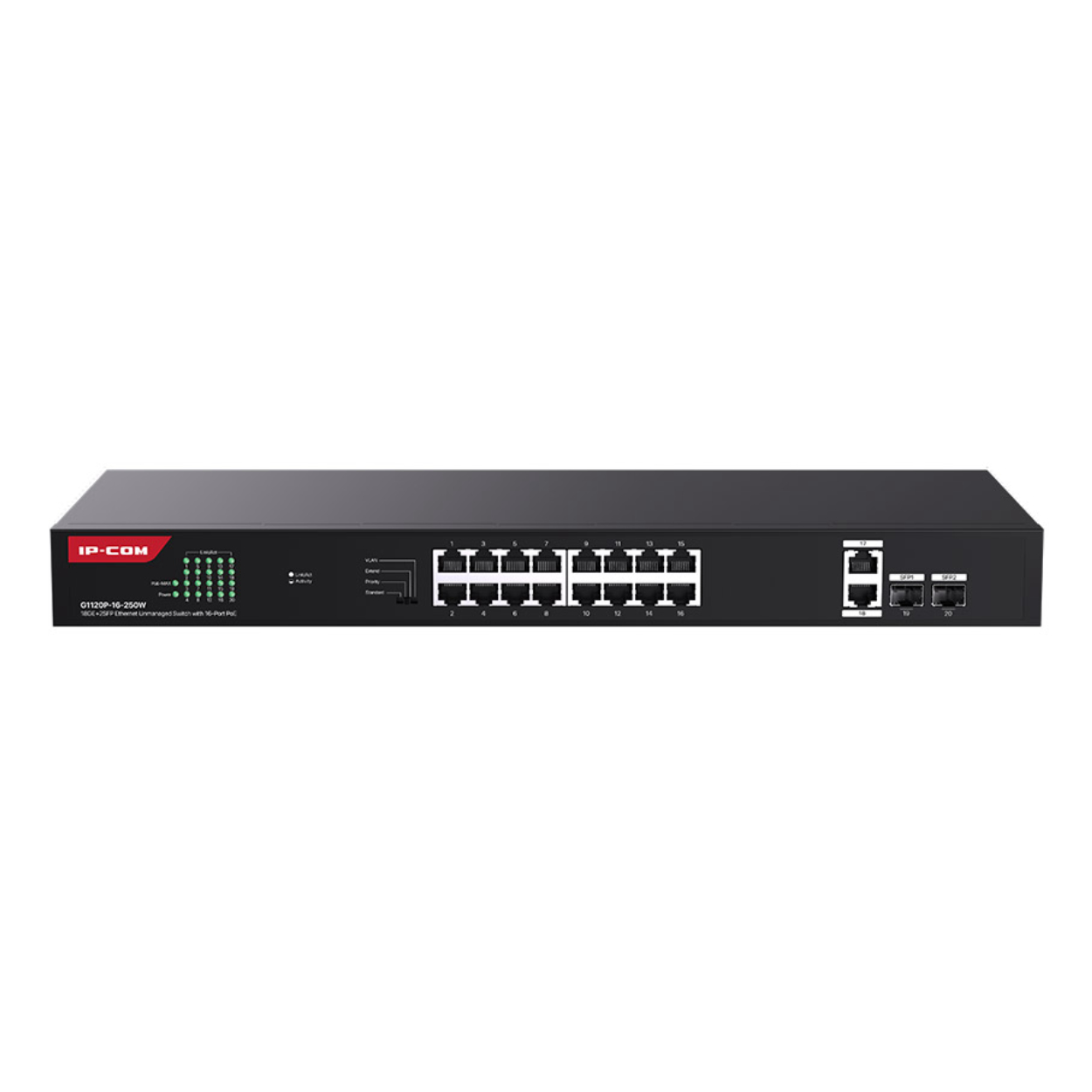 IP-COM IP-COM G1120P-16-250W 16 PORT POE 10/100/1000 2 X SFP 250W YONETILEMEZ RACK MOUNT SWITCH