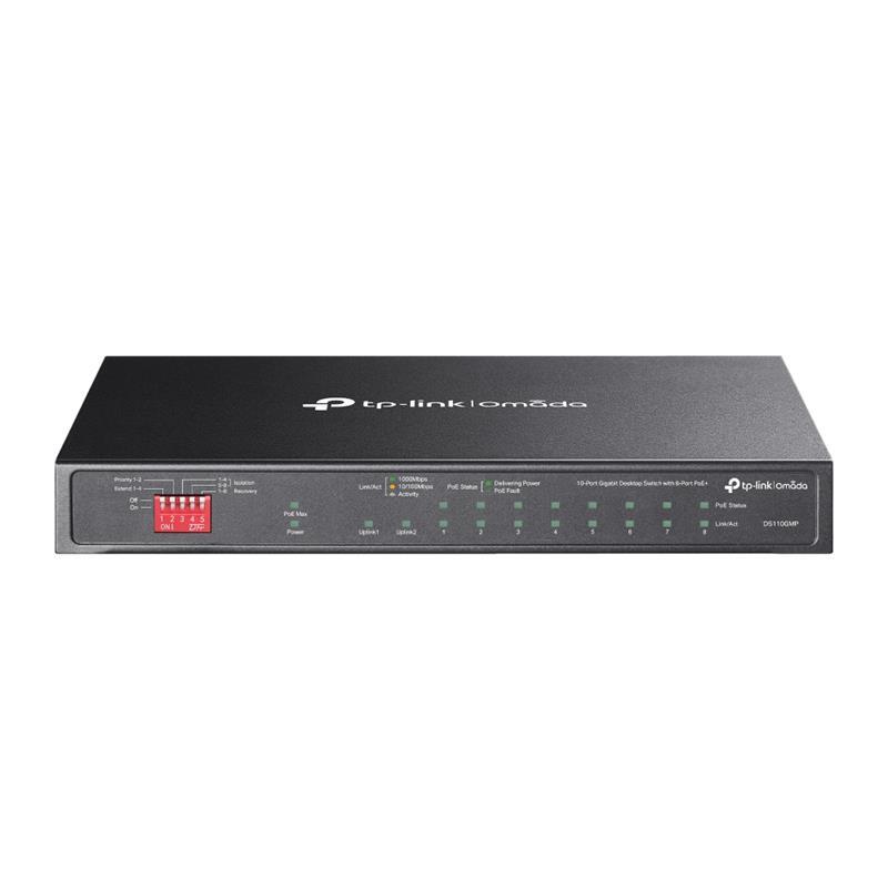 TP-LINK TP-LINK OMADA DS110GMP 8 PORT GIGABIT + 2XGIGABIT RJ45/1XRJ45 COMBO PORT 123W 250 METRE POE MESAFE METAL KASA SWITCH 
