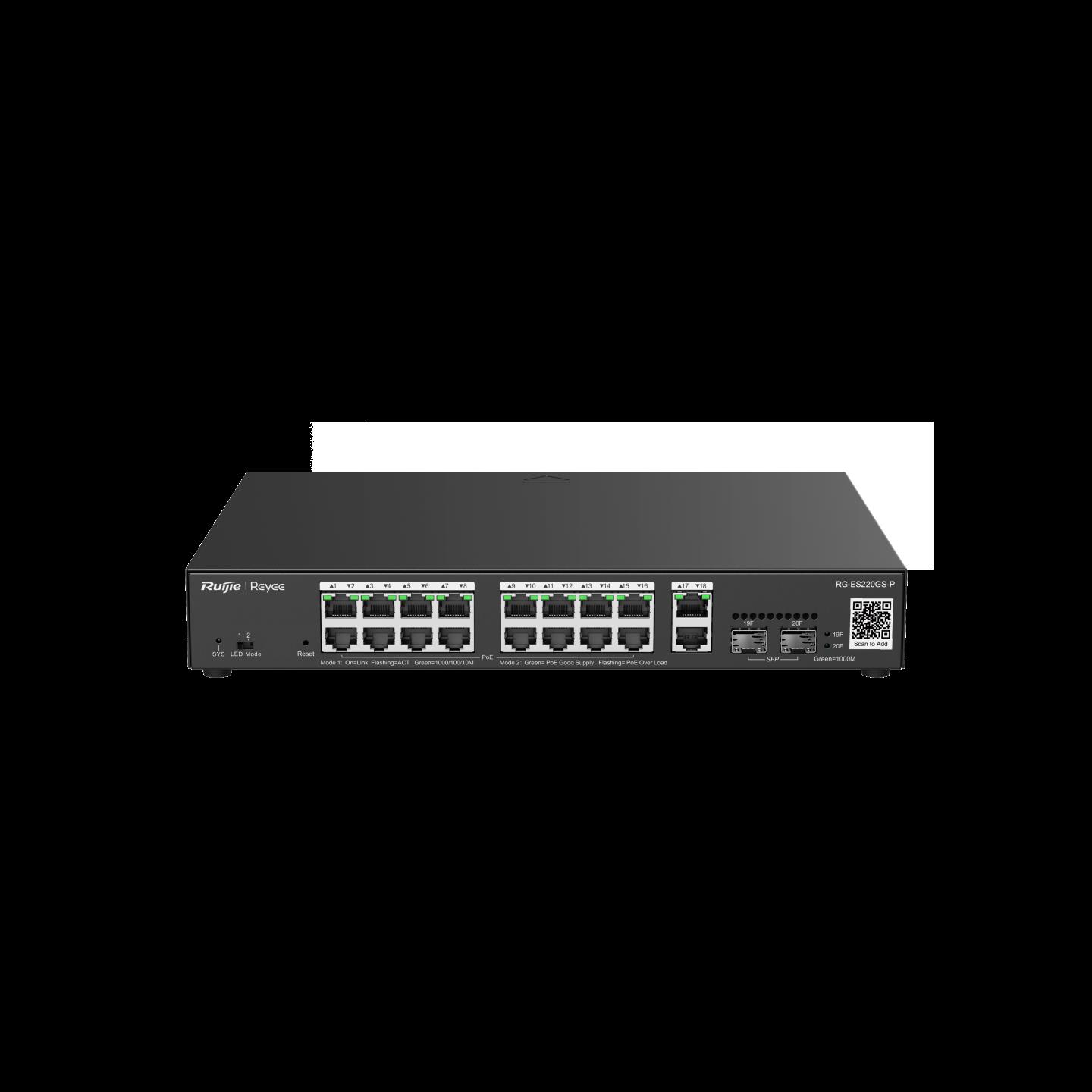 RUIJIE RUİJİE-REYEE RG-ES220GS-P 16XGE-2XGE/SFP-2XGE UPLİNK 250W POE SWİTCH