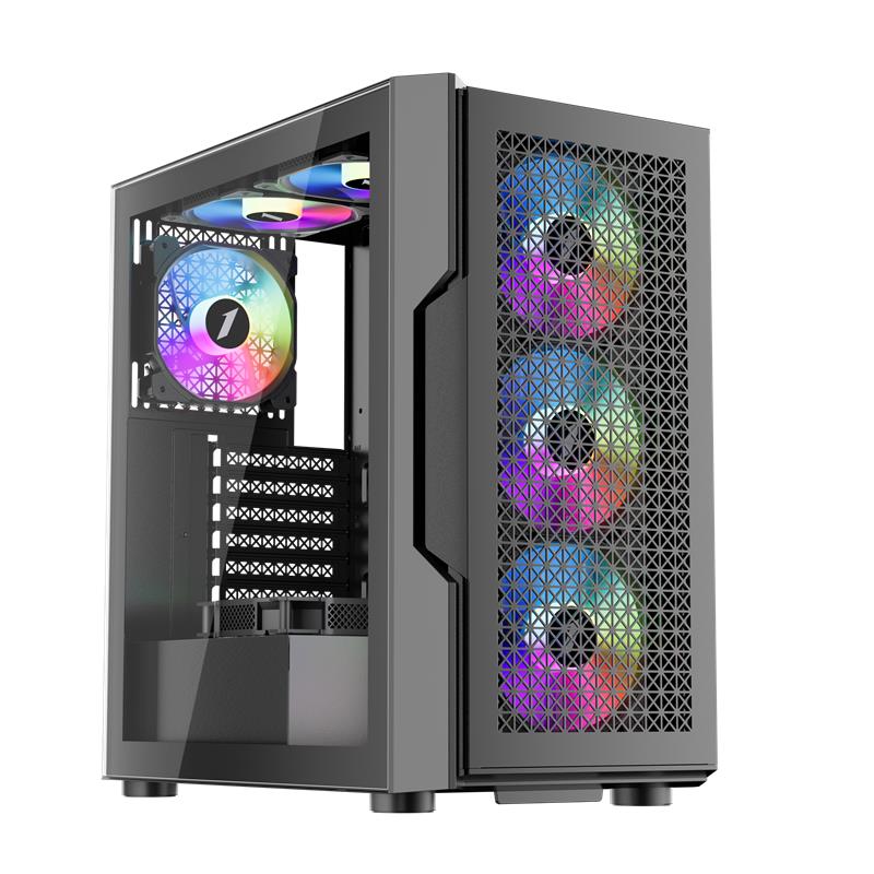 1ST PLAYER 1ST PLAYER TRILOBITE T7 SİYAH 650W 80+ ARGB 4X12CM FAN TEMPERLİ CAM MESH USB 3.0 ATX KASA 