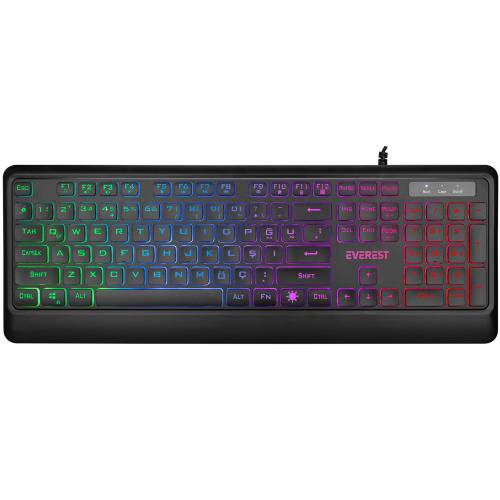 EVEREST EVEREST KM-R59, FORZA, Rainbow Işıklı, Türkçe Q, USB Kablolu, Gaming, Klavye Mouse Set-50705