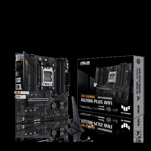 ASUS ASUS TUF GAMING A620M-PLUS WIFI, 4xDDR5, 2x M.2, HDMI, 2xDP, Wi-Fi 6, Bluetooth v5.3, AMD Ryzen 7000 Serisi, AM5 Soket Anakart