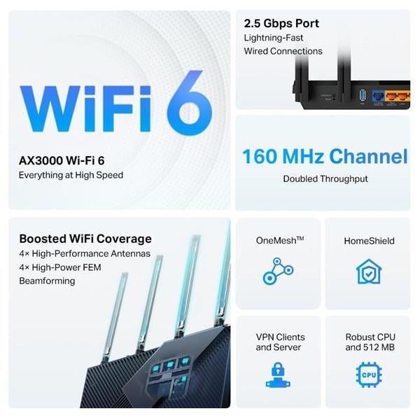 TP-LINK TP-LINK Archer AX55 Pro AX3000 WiFi6 Rt-34677