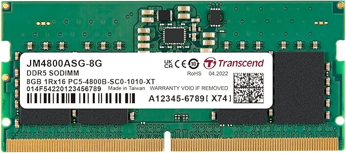 TRANSCEND TRANSCEND 8GB 4800MHz DDR5 1.1V JM4800ASG-8G NOTEBOOK RAM