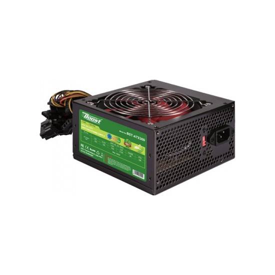 POWERBOOST  BST-ATX300R 300w, PPFC 12cm Kırmızı Fanlı ATX PSU (Retail Box)