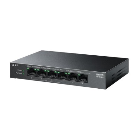 TP-LINK TP-LINK LS106LP 4 PORT 10/100 + 2 PORT RJ45 UPLINK 41W 250 METRE POE MESAFE METAL KASA SWITCH -64183