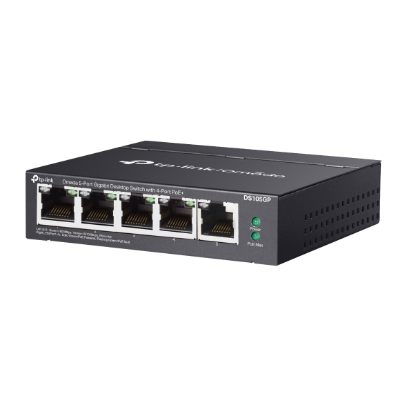 OMADA TP-LINKDS105GP 65W 5GE Switch with 4GE PoE, 250m P PoE Auto Recovery, Metal Desktop-34743