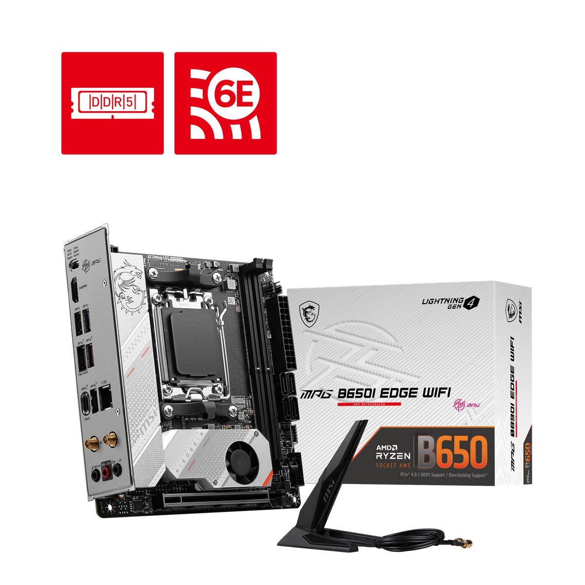 MSI MSI MPG B650I EDGE WIFI AM5 DDR5 7200(OC) M.2 USB3.2 Wifi6E mini-ITX -31134