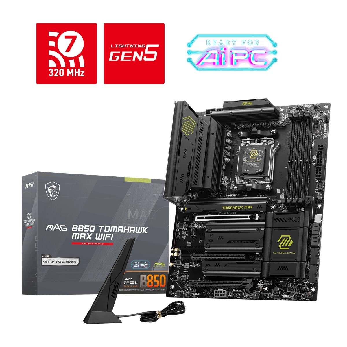 MSI MSI MB MAG B850 TOMAHAWK MAX WIFI AM5 DDR5 8400MHZ(OC) HDMI 4x M.2 USB 10Gbs 5G LAN WI-FI 7 ATX