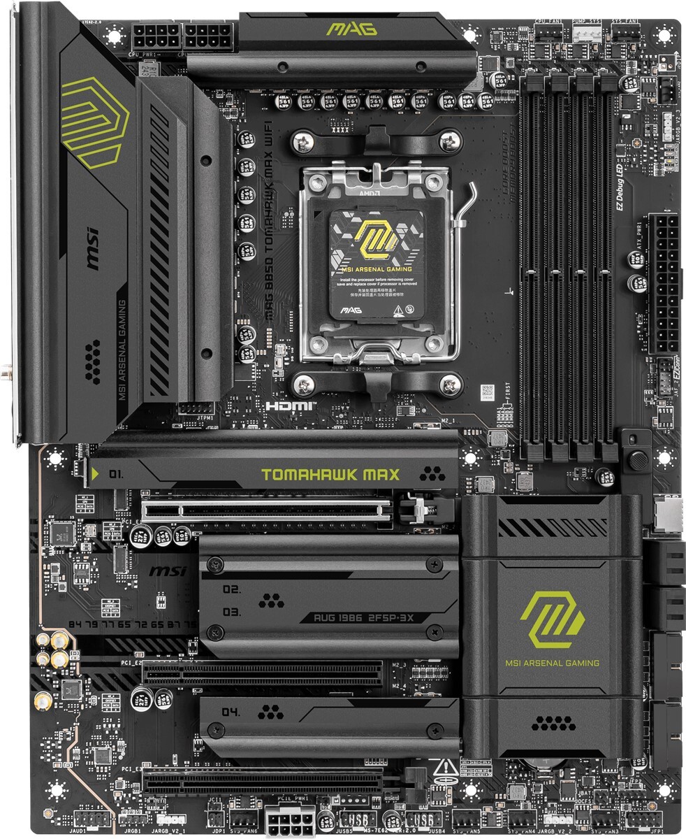 MSI MSI MB MAG B850 TOMAHAWK MAX WIFI AM5 DDR5 8400MHZ(OC) HDMI 4x M.2 USB 10Gbs 5G LAN WI-FI 7 ATX-57402
