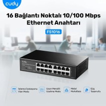 CUDY CUDY CUDY FS1016 16 PORT 10/100 YONETILEMEZ RACK MOUNT SWITCH METAL KASA-66813