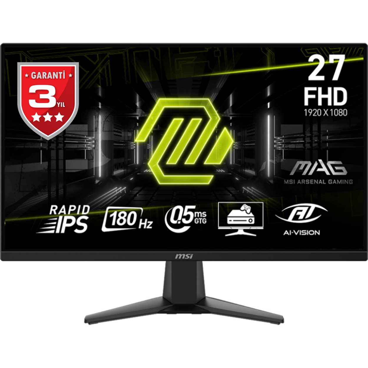 MSI 27" MSI MAG 275F 0.5ms 180Hz 1920x1080 IPS HDMI DP Flat Gaming Monitör