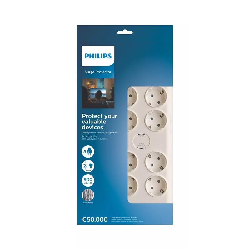 PHILIPS PHILIPS SPN7080WA AKIM KORUMALI PRİZ 900J (2MT) 8 Lİ -50358