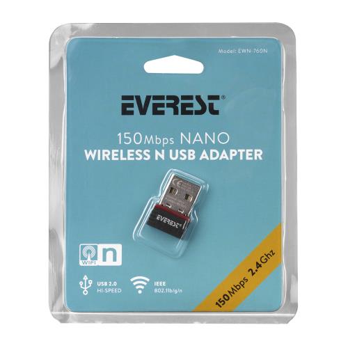 EVEREST EVEREST EWN-760N, 150Mbp, 2.4Ghz, MT7601, USB2.0, WIRELESS ETHERNET-47174
