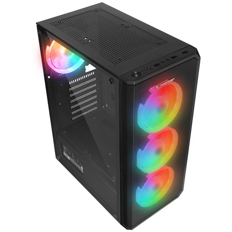 RAMPAGE RAMPAGE HELIOS MESH 550W 80+BRONZE SİYAH TEMPERLİ CAM 4*120MM RAINBOW ATX MIDI TOWER KASA -41364
