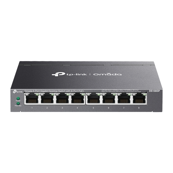 OMADA TP-LINK DS108GP 64W 8GE PoE Switch, 250m PoE PoE Auto Recovery, Metal Desktop