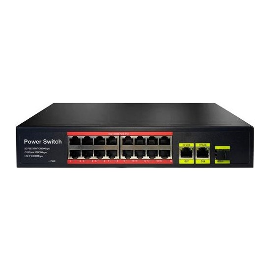 URANIUM URANIUM POE-G1621SFP-300W 16 PORT GIGABIT+2XGB RJ45+1XSFP UPLINK POE RACKMOUNT SWITCH (REALTEK CHIPSET) 