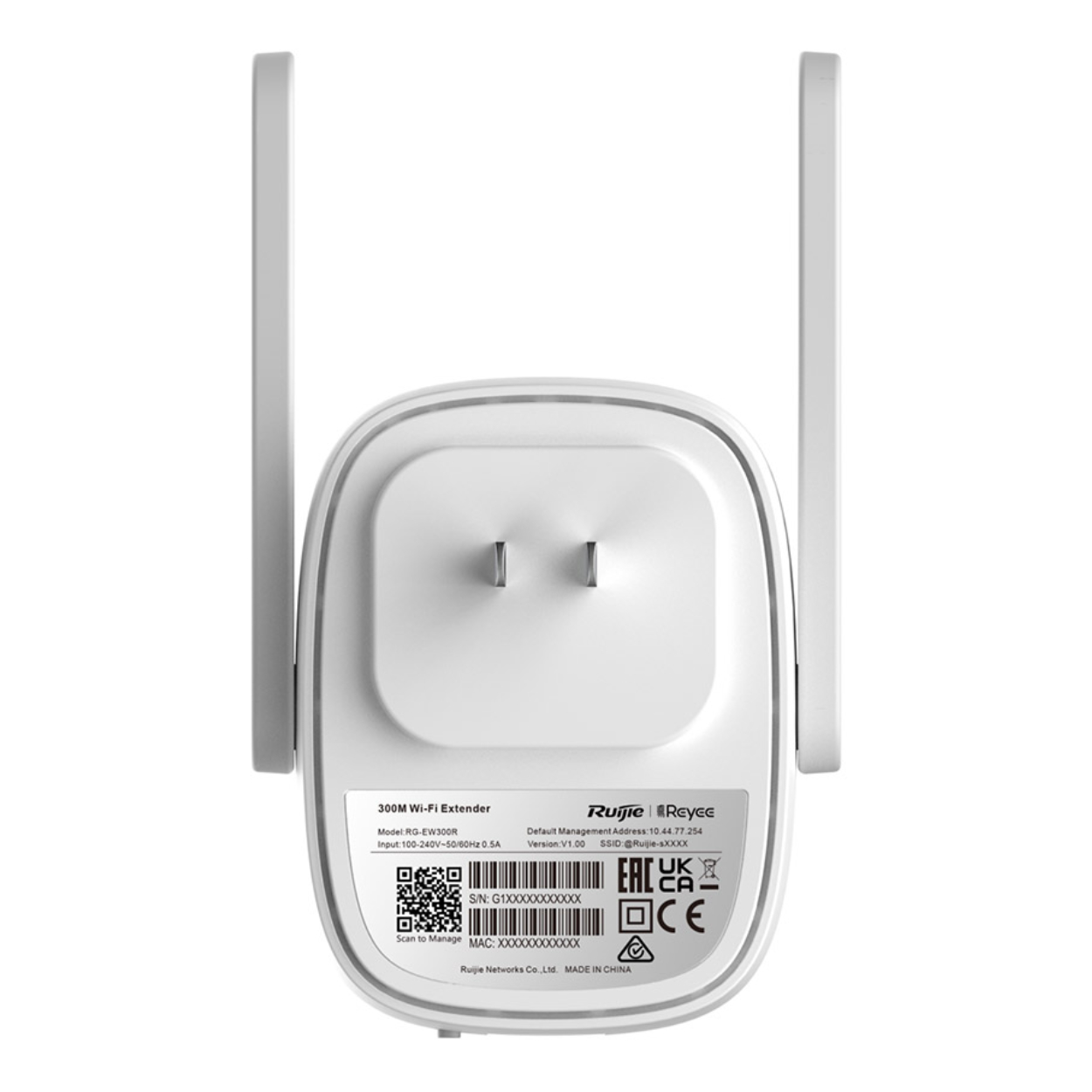 RUIJIE RUIJIE REYEE RG-EW300R 10/100 ETHERNET 2 ANTEN 2.4GHz PRİZ TİPİ ACCESS POINT/ROUTER/EXTENDER-51241