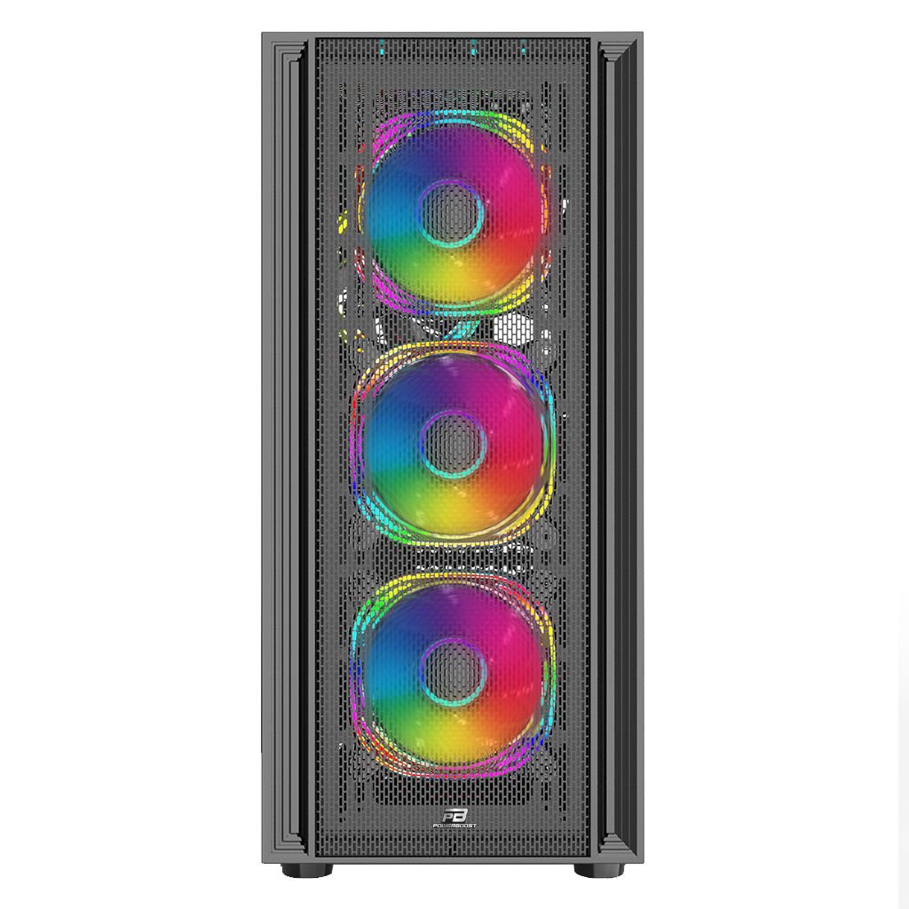POWERBOOST  gb-g1200bb 650w 80+ usb 3.0, atx mesh,  argb fan, siyah kasa