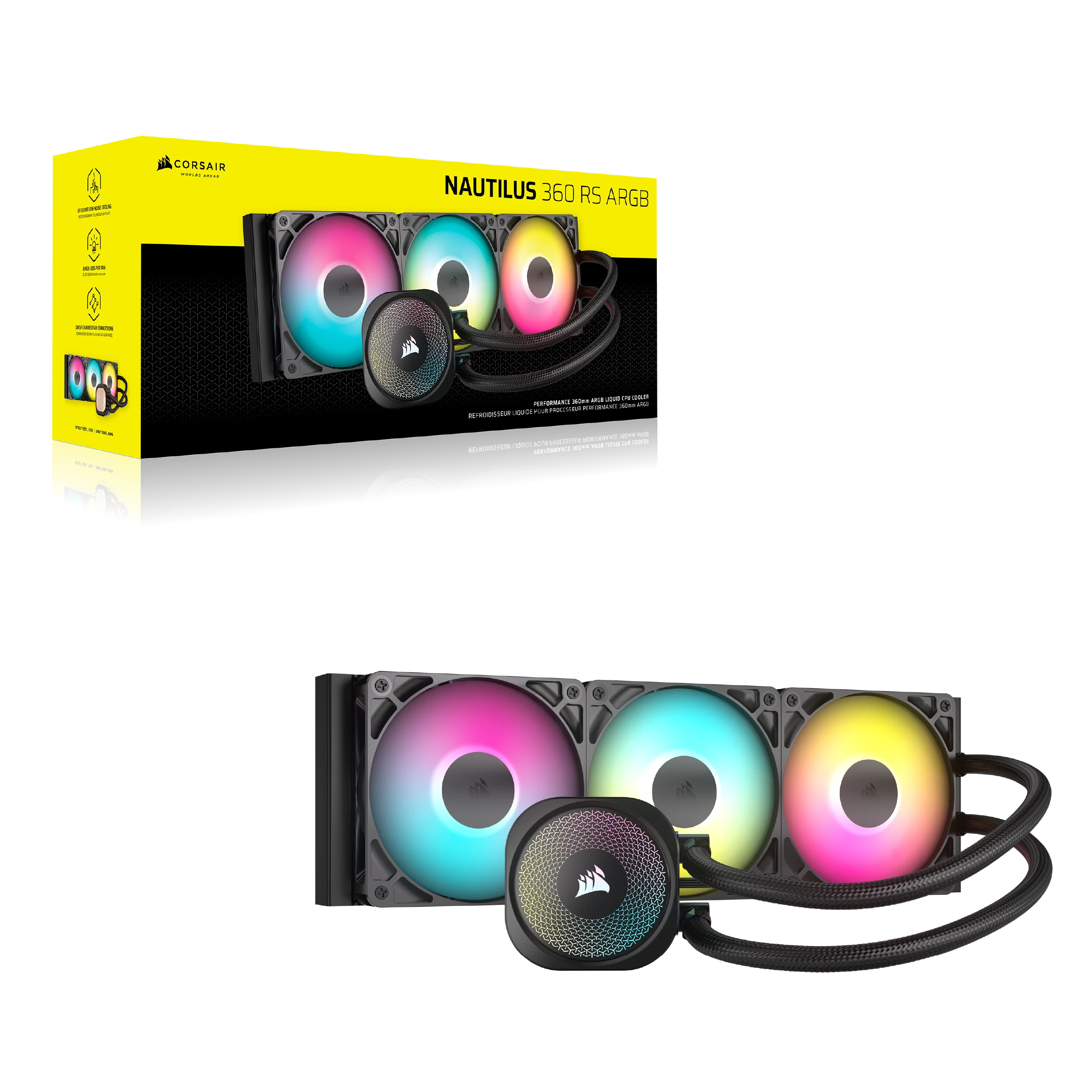 CORSAIR CORSAIR CW-9060093-WW NAUTILUS 360 RS ARGB 360 mm RADYATÖR RGB AYDINLATMA SIVI CPU SOĞUTUCUSU SİYAH (Intel 1700 Intel 1200 Intel