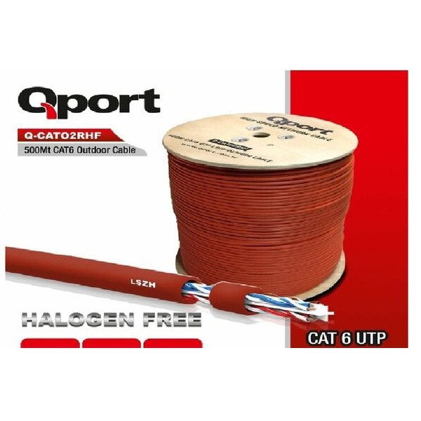 QPORT Qport 500 Metre Q-CATO2RHF LSZH[Yanmaz] Cat6 0.58mm Outdoor Kablo