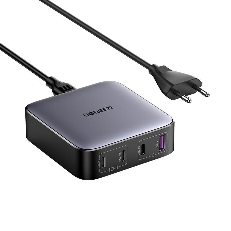 UGREEN UGREEN NEXODE 100W GAN MASAÜSÜ HIZLI ŞARJ CİHAZI TYPE-C QC PD 4 PORTLU 3XUSB-C 1XUSB-A GRİ 90928 