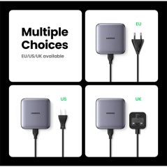 UGREEN UGREEN NEXODE 100W GAN MASAÜSÜ HIZLI ŞARJ CİHAZI TYPE-C QC PD 4 PORTLU 3XUSB-C 1XUSB-A GRİ 90928 -65340
