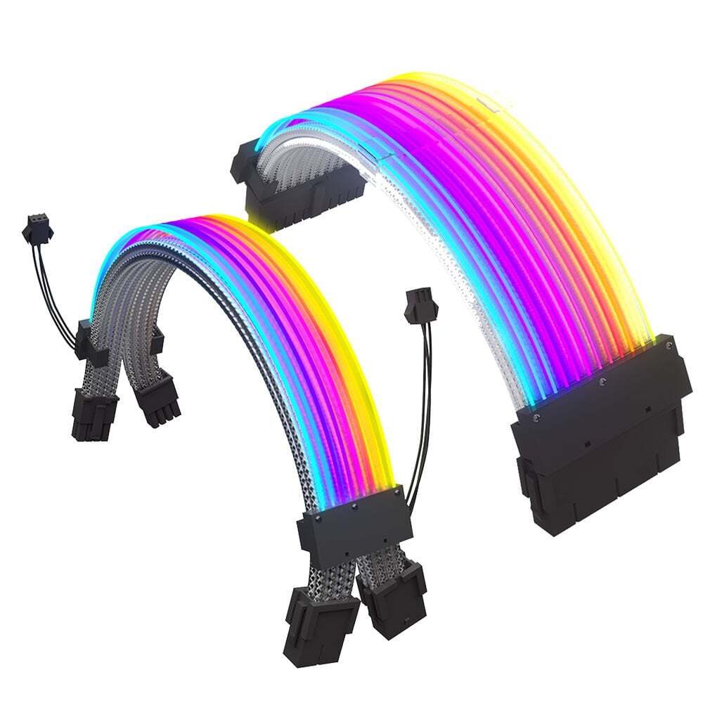 GAMEBOOSTER  8p*2  8p (vga ve cpu) + 24p uzatması led sıralı rgb kablo