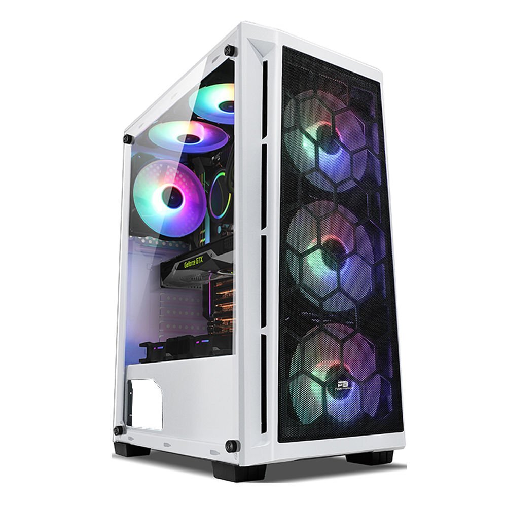 POWERBOOST PowerBoost PB-T001BW Full Beyaz Mesh Panel RGB fan kasa  (PSU Yok)