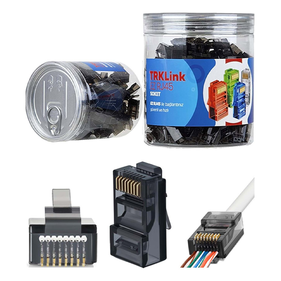 KAMERAKUTUSU TRKLink EZ RJ45 KONNEKTÖR (SİYAH) 100 'lü PAKET YENİ NESİL
