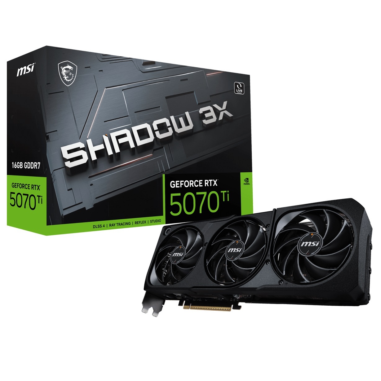MSI MSI 16GB GEFORCE RTX 5070 TI 16G SHADOW 3X OC GDRR7 [256bit]  PCIE 5.0 1xHDMI 3x