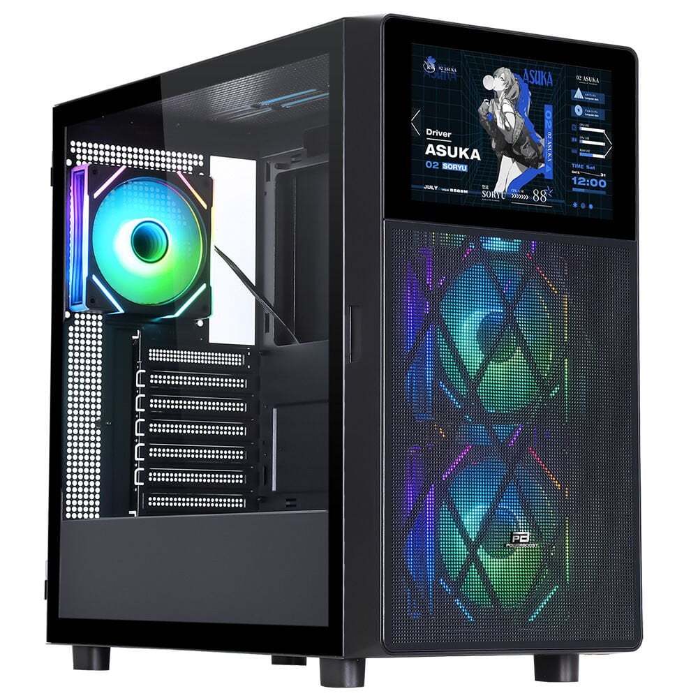 POWERBOOST PowerBoost PB-P4367BB USB 3.0, ATX LCD Mesh Panel, ARGB Fan, Siyah Kasa (PSU Yok)