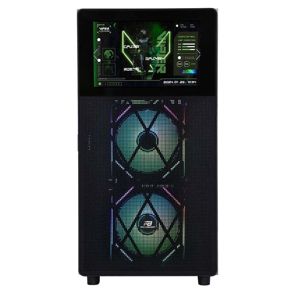 POWERBOOST PowerBoost PB-P4367BB USB 3.0, ATX LCD Mesh Panel, ARGB Fan, Siyah Kasa (PSU Yok)-60202