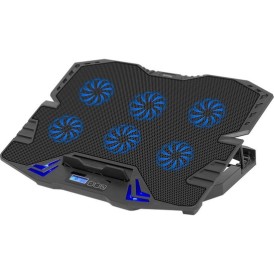 FRISBY FRISBY FNC-5235ST 6 adet x 7cm Fan,  10&quot;-15.6 Gaming Notebook Soğutucu, 5 Kademeli Stand, 3 Farklı Program, Ayarlanabilir Hız, Mavi Ledli (Siyah)