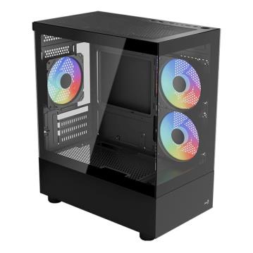 AEROCOOL VIEWPORT MINI ARGB 3*12CM FANLI TEMPERLİ CAM YAN ÖN PANEL USB 3.0 MATX KASA 