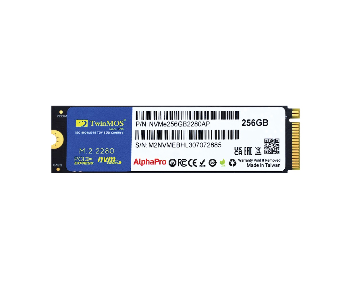 TWINMOS Twinmos 256GB NVMe M2 Gen SSD 3600/3250 Mb/s (NVMe256GB2280AP)