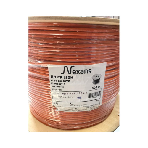 NEXANS NEXANS NEX1611TF5, CAT6, 500M, 23AWG (0,58mm), UTP, %100 Bakır, LSZH Halogen Free, Makara, Kablo (Turuncu)-55457