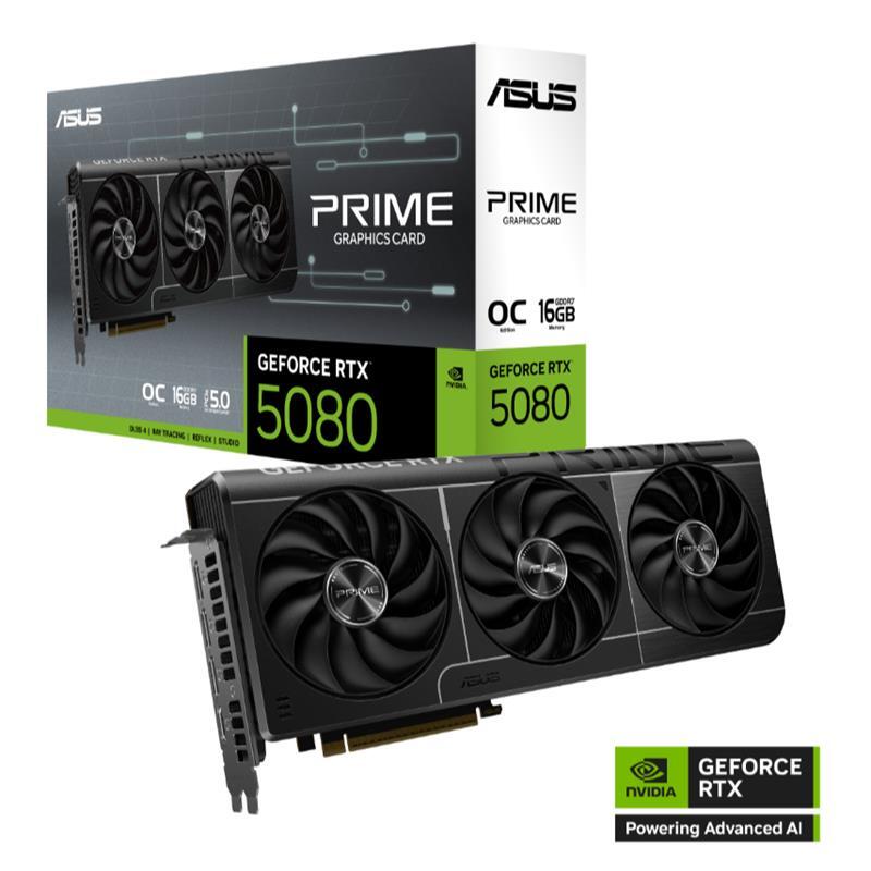 ASUS ASUS PRIME-RTX5080-O16G NVIDIA GEFORCE RTX5080 16GB GDDR7 256bit OC 1xHDMI 3xDP DLSS4 EKRAN KARTI