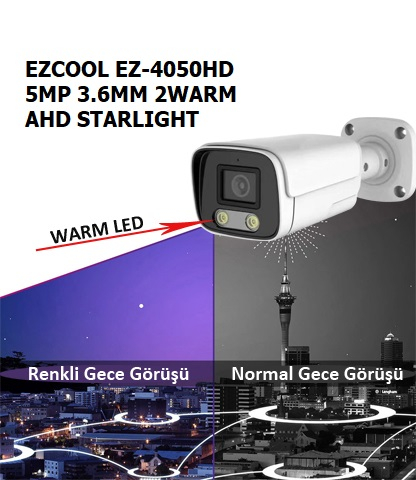 EZCOOL EZCOOL EZ-4050HD 5MP 3.6MM 2WARM AHD STARLIGHT