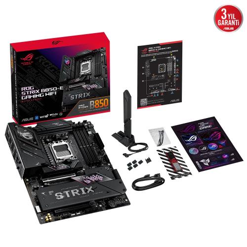 ASUS ASUS ROG STRIX B850-E GAMING WIFI, 4xDDR5, 5x M2, HDMI, DP, 2xType-C, Wi-Fi 7, Bluetooth v5.4, AMD Ryzen 9000 Serisi, AM5 Soket -54076
