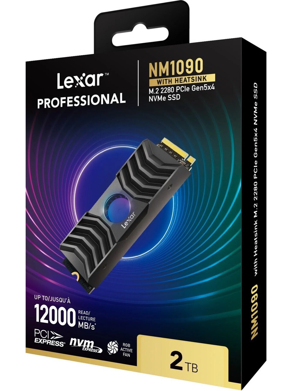 LEXAR LEXAR SSD NM1090 2TB PCIe GEN 5X4 M.2 WITH HEATSINK LPAH300 READ 11500MB/S WRITE 9000MB/S LNM1090002T-RNANG-55545