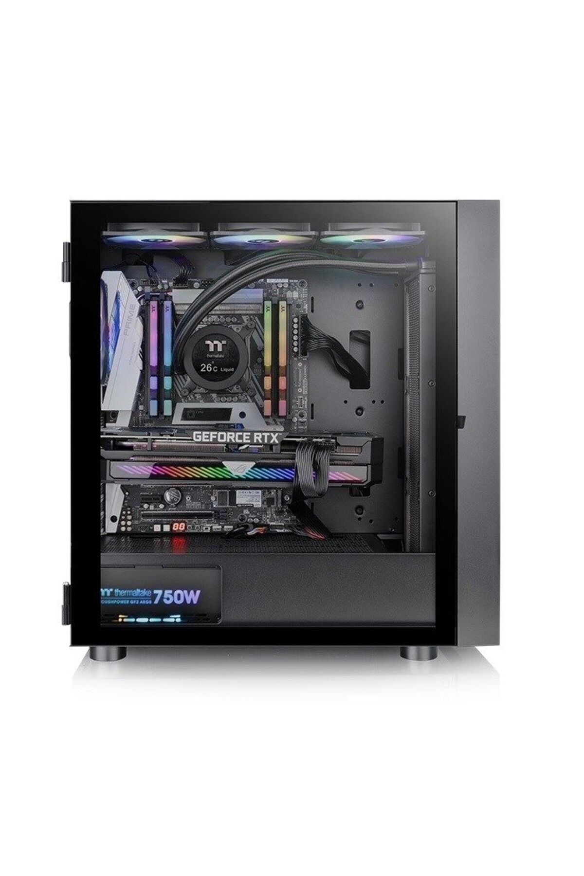 THERMALTAKE  h570 tg 750w 80+ argb 3x120mm fan mesh ön panel, tempered glass pencereli oyuncu kasası