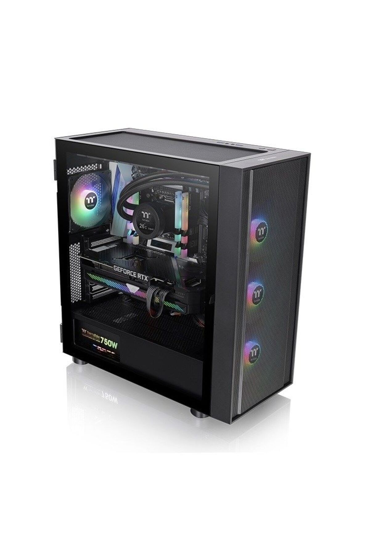 THERMALTAKE  h570 tg 750w 80+ argb 3x120mm fan mesh ön panel, tempered glass pencereli oyuncu kasası-45024
