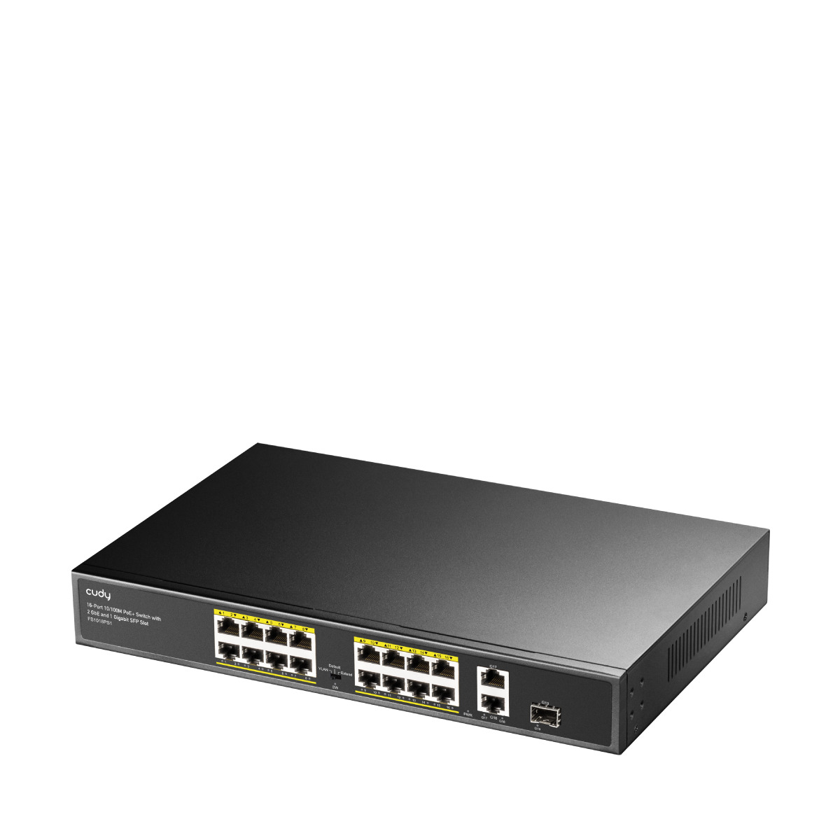 CUDY Cudy FS1018PS1 16 Port 10/100Mbps 1*SFP 2*GE RJ45 VLAN&Extend Mode 250m 200W 1U POE+ Ethernet Switch-61492