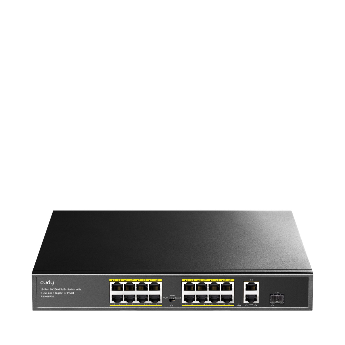 CUDY Cudy FS1018PS1 16 Port 10/100Mbps 1*SFP 2*GE RJ45 VLAN&Extend Mode 250m 200W 1U POE+ Ethernet Switch-61493