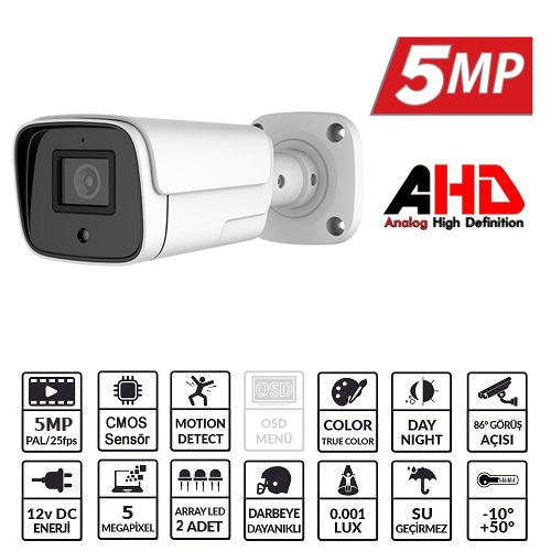 EZCOOL EZCOOL EZ-4040HD 5MP 3.6MM 2ARRAY AHD BULLET
