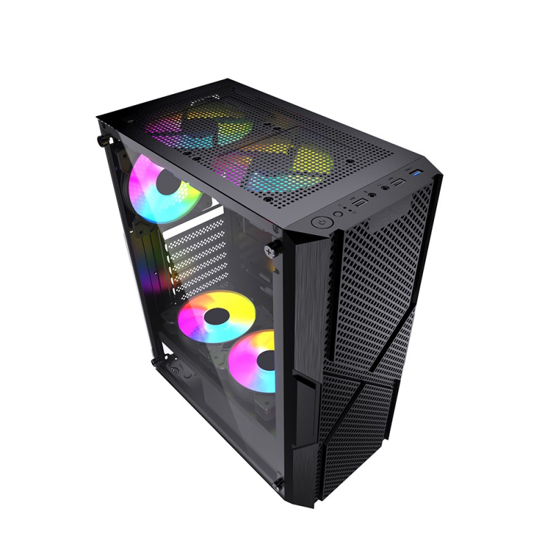 GAMEBOOSTER  gb-pw908b  usb 3.0, atx mesh, fixed rgb fan, siyah kasa