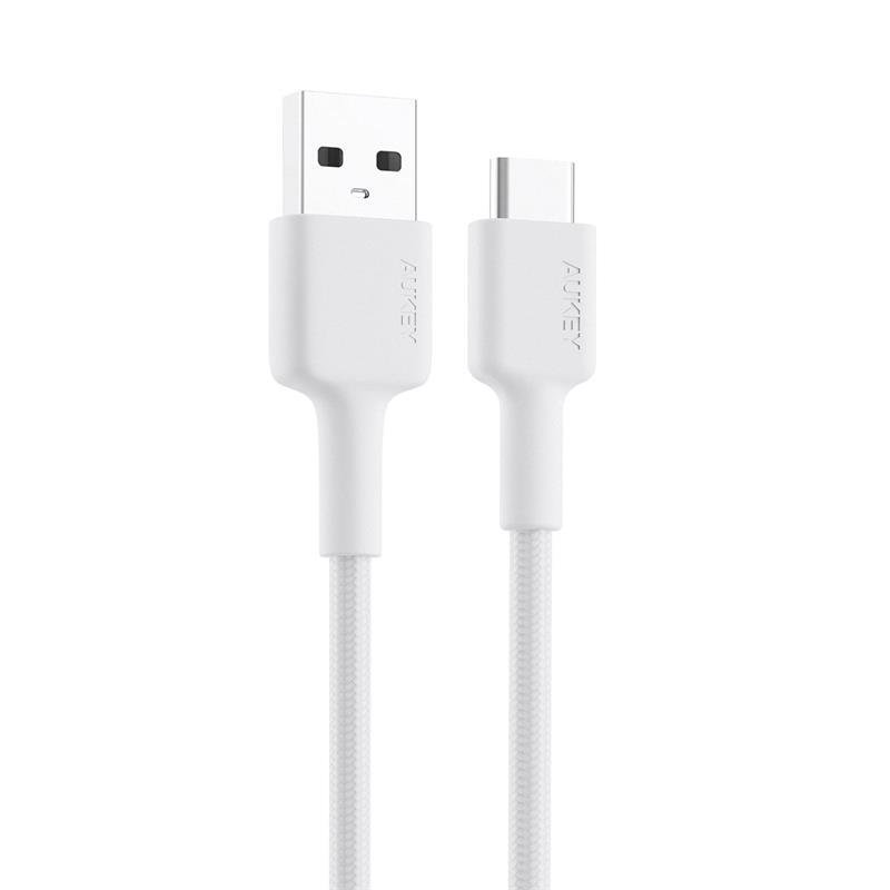 AUKEY AUKEY CB-CD30-WH NAYLON ÖRGÜLÜ USB-A TYPE-C ŞARJ KABLOSU 0.9M -56154