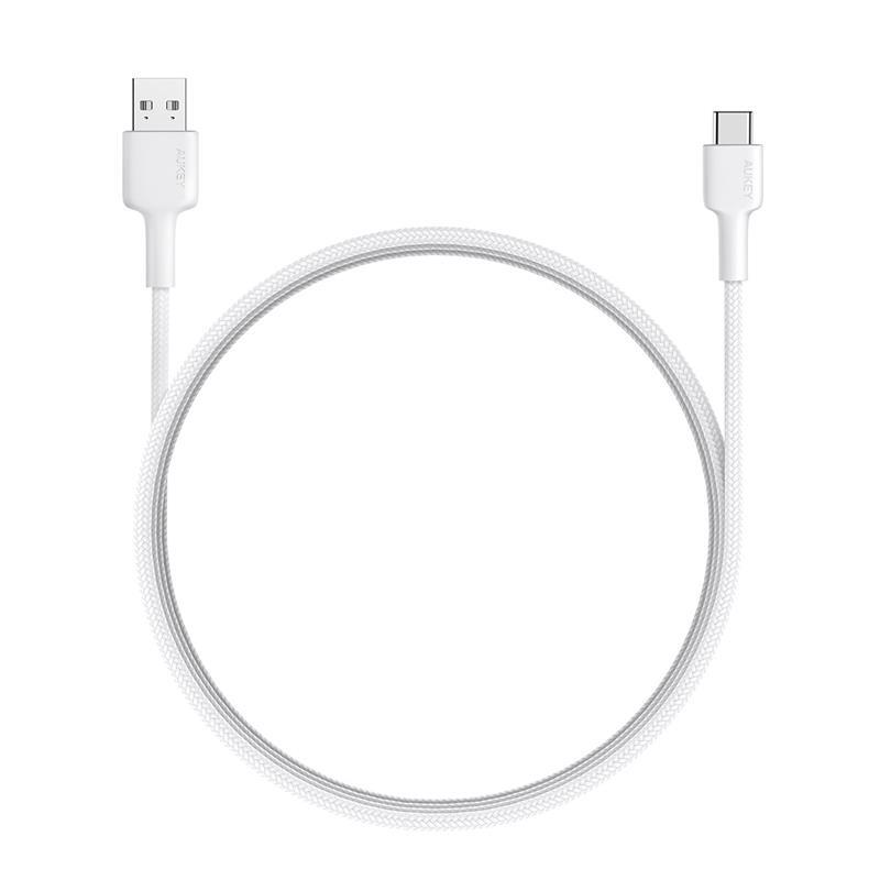AUKEY AUKEY CB-CD30-WH NAYLON ÖRGÜLÜ USB-A TYPE-C ŞARJ KABLOSU 0.9M -56155